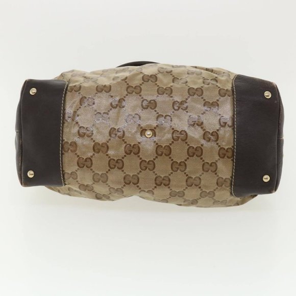 GUCCI GG Canvas Tote Bag Coated Canvas Beige Dark Brown Auth - Picture 16 of 16